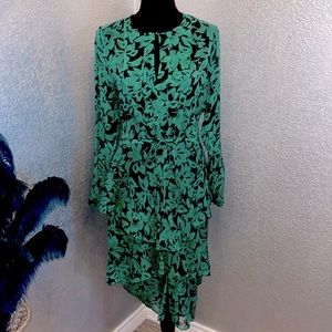Twelfth Street By Cynthia Vincent green & black midi dress. Size Small